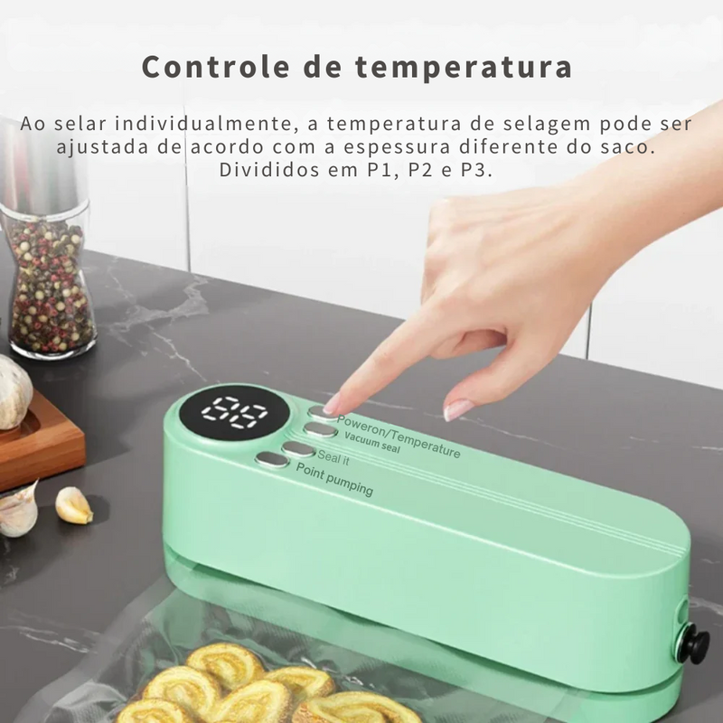 Selador de Embalagens a Vacuo | Portatil Recarregavel ✦ Pratico