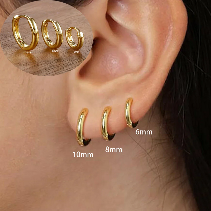 By Essenza Conjunto Brinco Trio Moderno | Banhados Ouro 18K