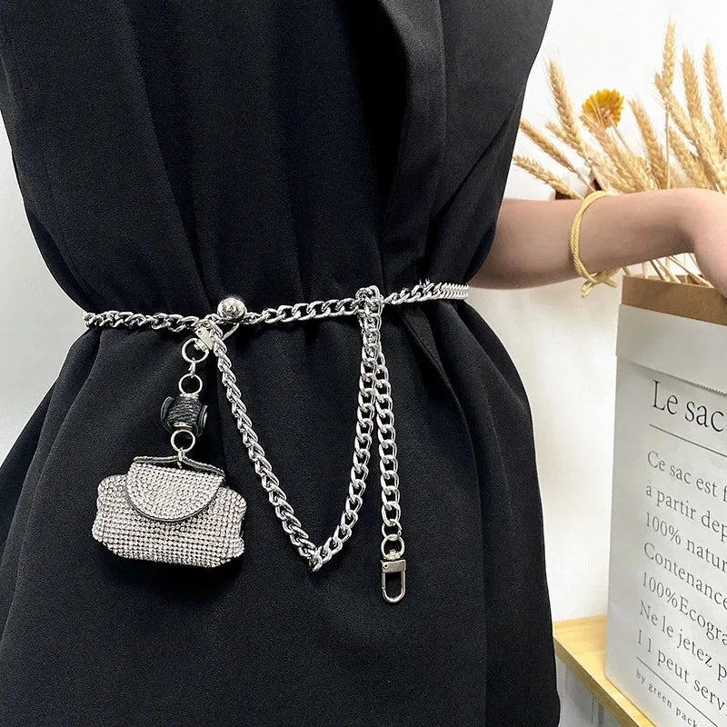 Cinto Corrente Glam | Mini Bolsa Strass ✦ Adaptavel ✦ Luxo