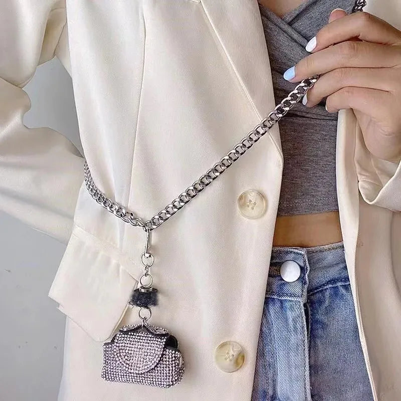 Cinto Corrente Glam | Mini Bolsa Strass ✦ Adaptavel ✦ Luxo