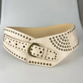 Cinto Largo Vintage Tachas | Metal Couro ✦ Fashion ✦ Versatil