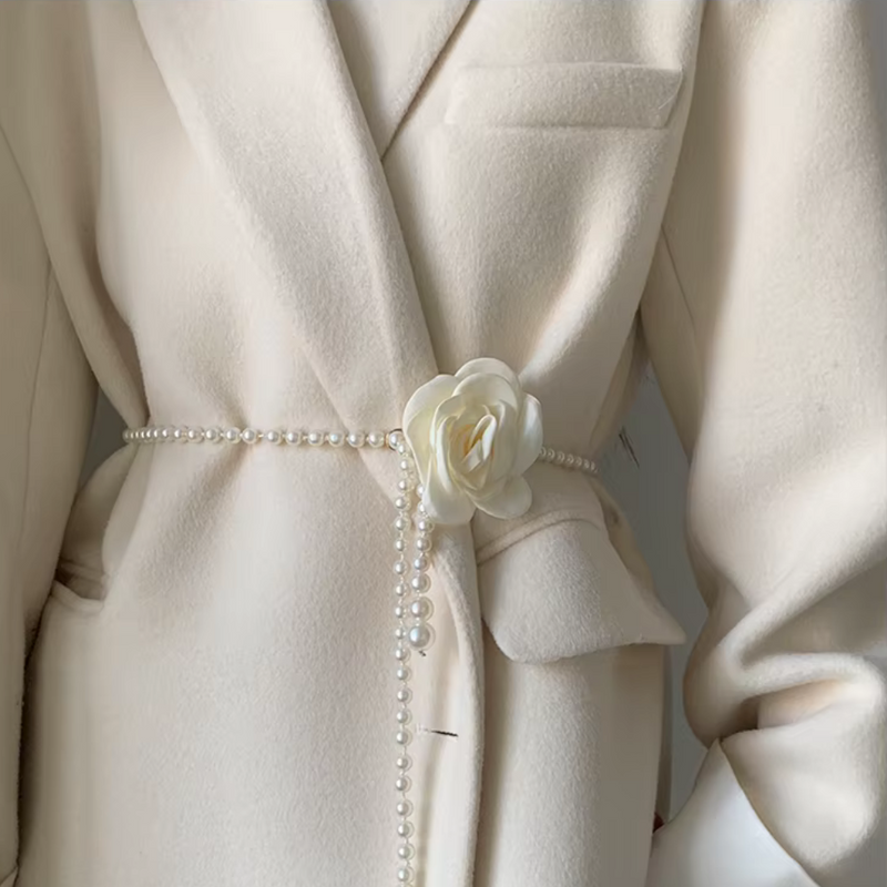 Cinto 3 em 1 de Pérola com Rosa Removível | Versatilidade ✦ Elegância