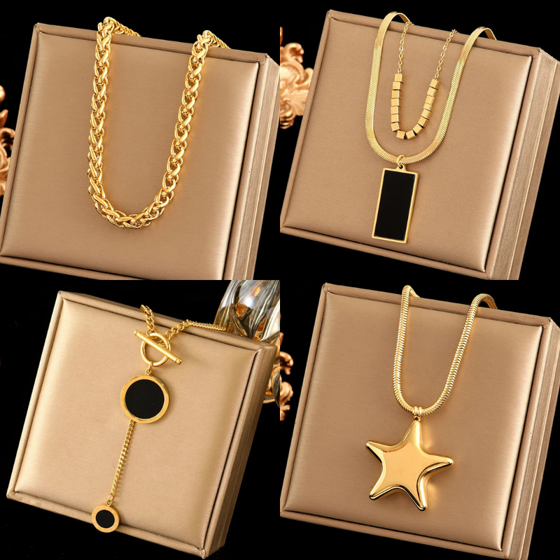 Colar Elegante Aço Inoxidável Prova D'água ✦ [Vários Modelos]
