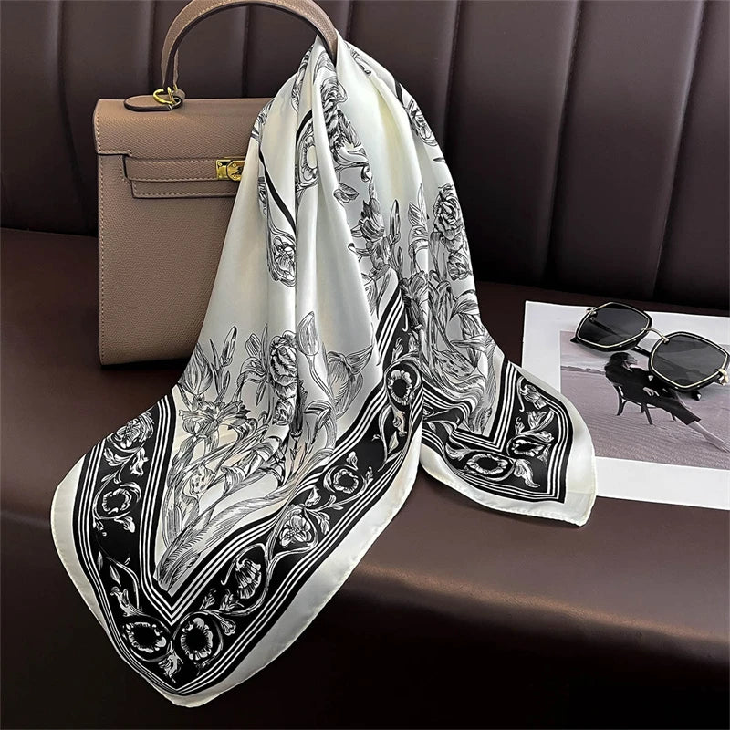Lenço Quadrado Cetim | Macio ✦ Elegante ✦ Chique Multifuncional
