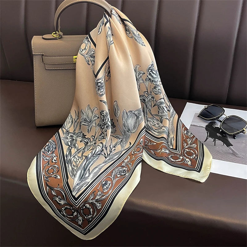 Lenço Quadrado Cetim | Macio ✦ Elegante ✦ Chique Multifuncional