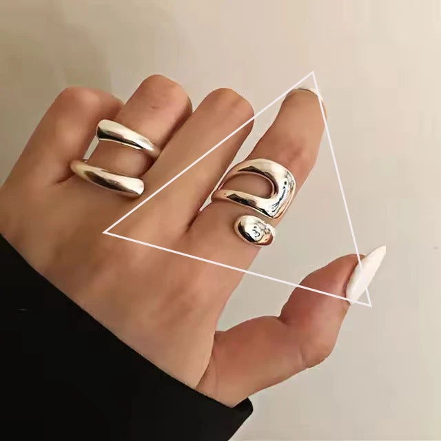 Anel Prata 925 Geométrico Ajustável | Minimalista [Vários Modelos]