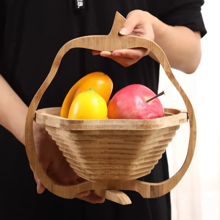 Tábua e Cesto de Bambu | Fruteira ✦ Dobravel ✦ Multifuncional