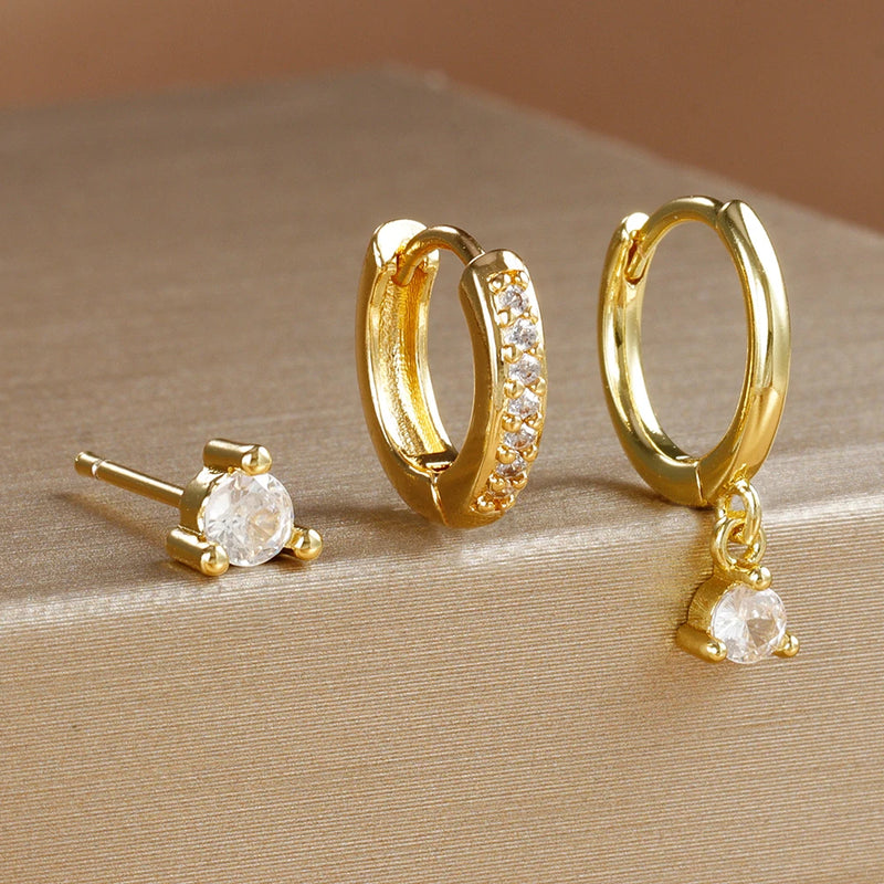 By Essenza Conjunto Brinco Trio Moderno | Banhados Ouro 18K [Vários Modelos]