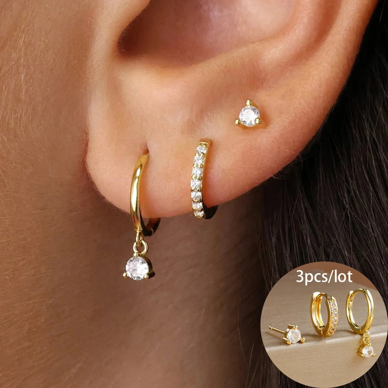 By Essenza Conjunto Brinco Trio Moderno | Banhados Ouro 18K [Vários Modelos]