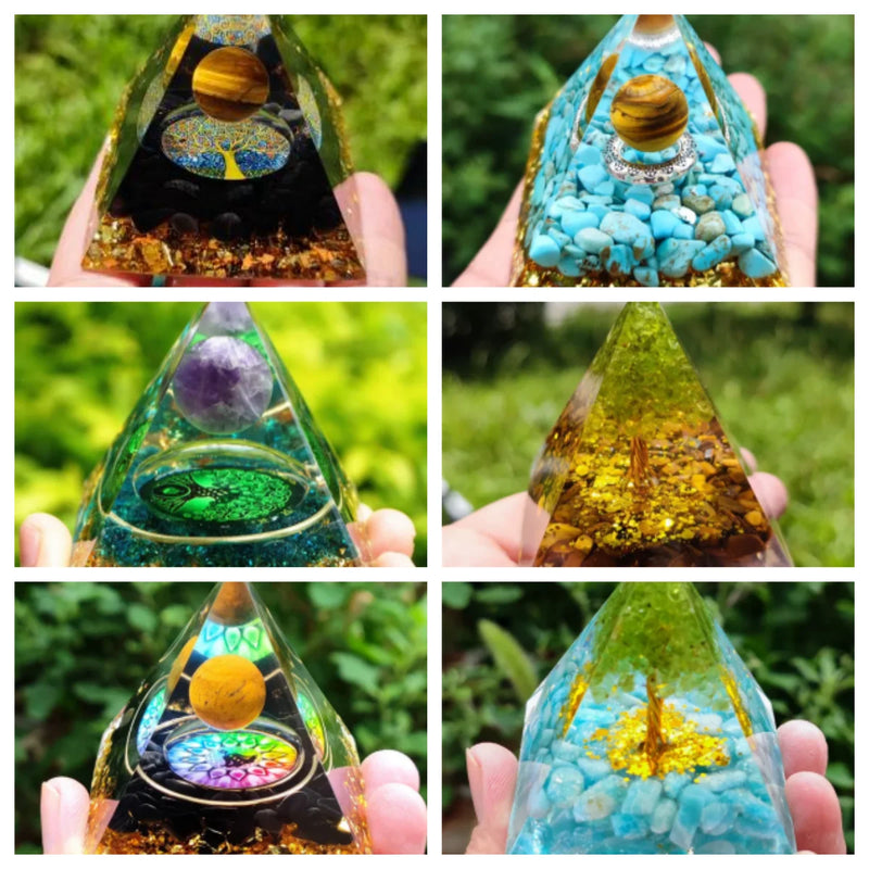 Pirâmide Orgonite Cristal Natural | Decoração Energia