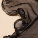 Lenço Chiffon Echarpe | Borda Ondulada Brilhante ✦ Elegante