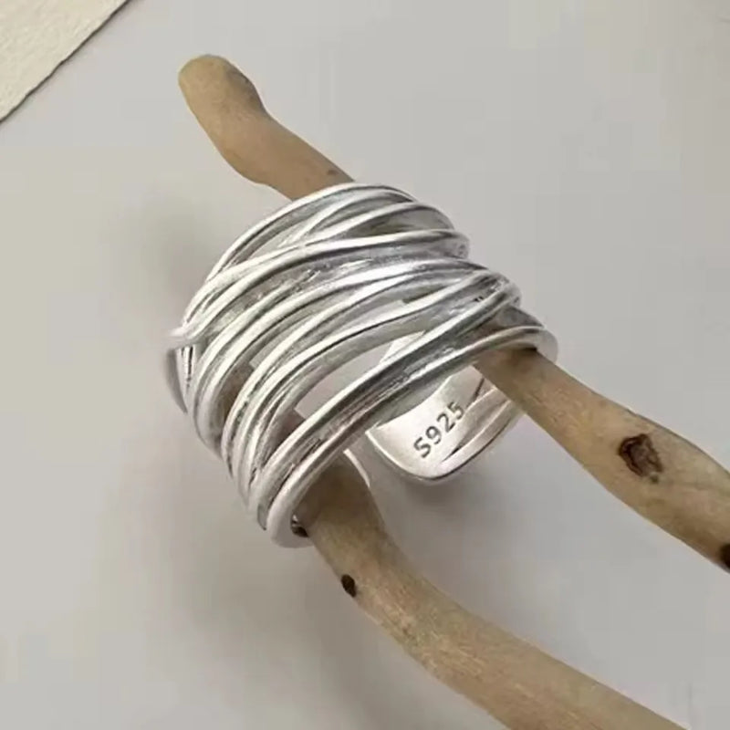 Anel Prata 925 Geométrico Ajustável | Minimalista [Vários Modelos]
