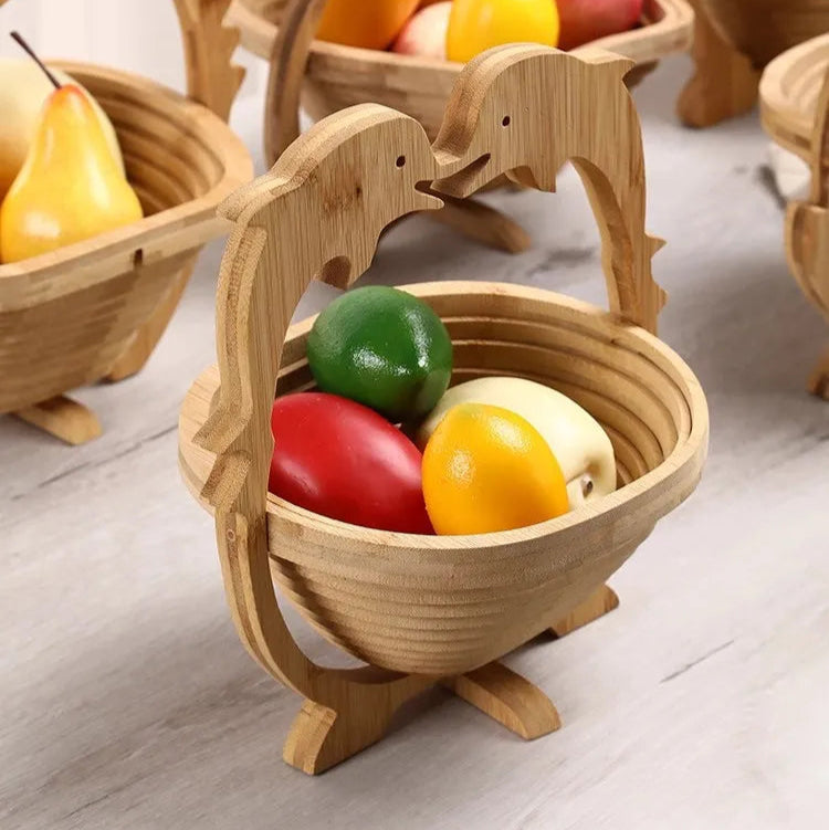 Tábua e Cesto de Bambu | Fruteira ✦ Dobravel ✦ Multifuncional