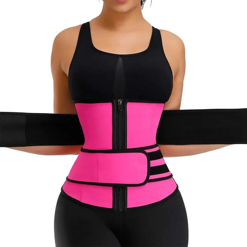 Cinta Modeladora Fitness com Zíper | Suporte ✦ Cintura Fina ✦ Suor Intenso