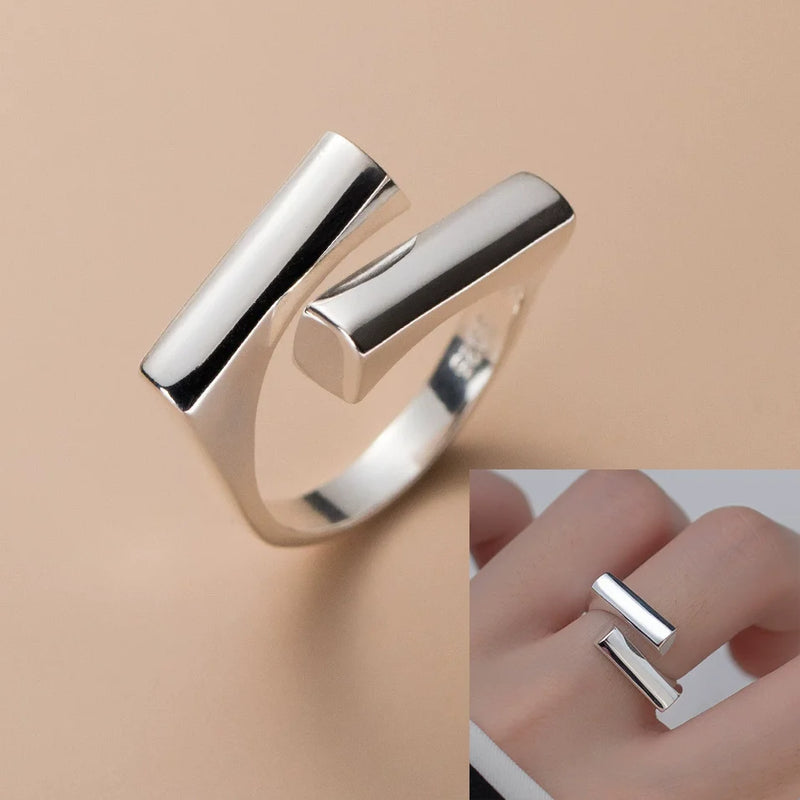 Anel Prata 925 Geométrico Ajustável | Minimalista [Vários Modelos]