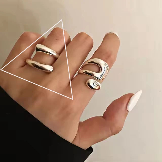 Anel Prata 925 Geométrico Ajustável | Minimalista [Vários Modelos]