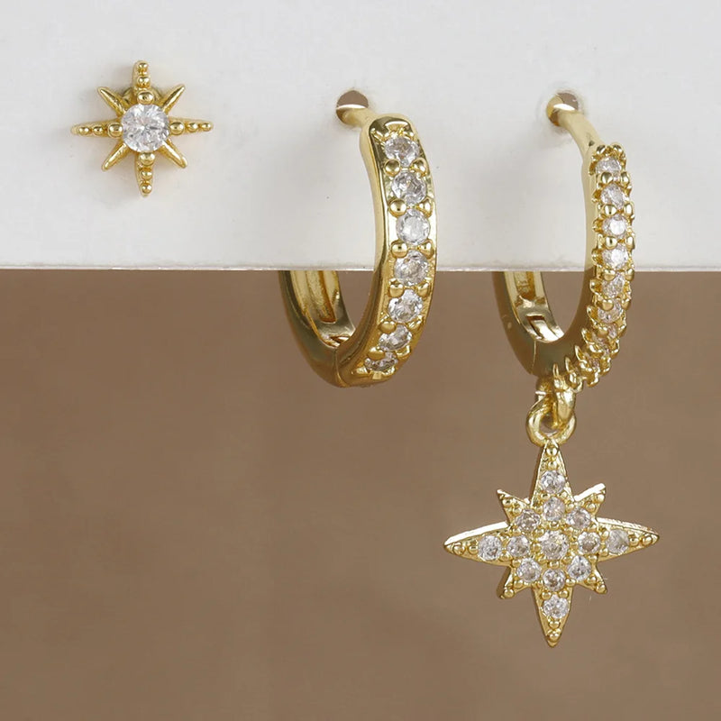 By Essenza Conjunto Brinco Trio Moderno | Banhados Ouro 18K [Vários Modelos]