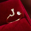 Anel Letras Zircônia Banhado Ouro 14K | Ajustavel ✦ Moderno [Várias Iniciais]