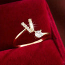 Anel Letras Zircônia Banhado Ouro 14K | Ajustavel ✦ Moderno [Várias Iniciais]