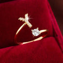 Anel Letras Zircônia Banhado Ouro 14K | Ajustavel ✦ Moderno [Várias Iniciais]