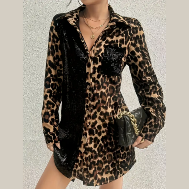 Camisa Longa Onça Paete | Chique Dia & Noite ✦ Versatil