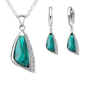 Cristal Verde Conjunto Brinco Colar | Prata 925 ✦ Elegante