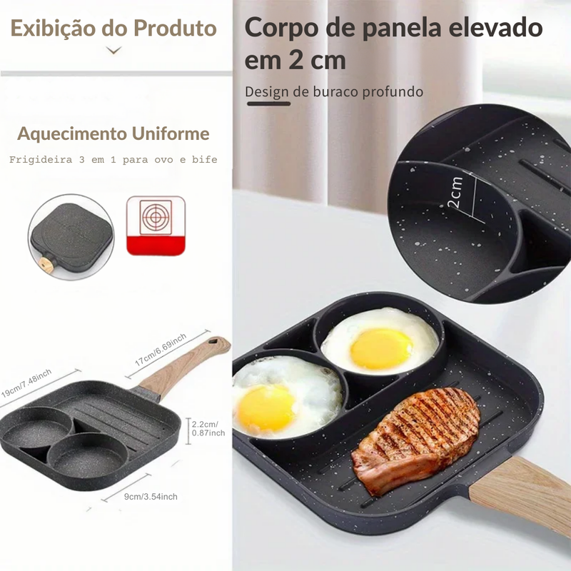 Frigideira Divisorias Antiaderente | Omelete ✦ Panqueca ✦ Multifuncional